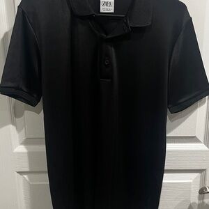 Zara Men's Silk Small Black Polo